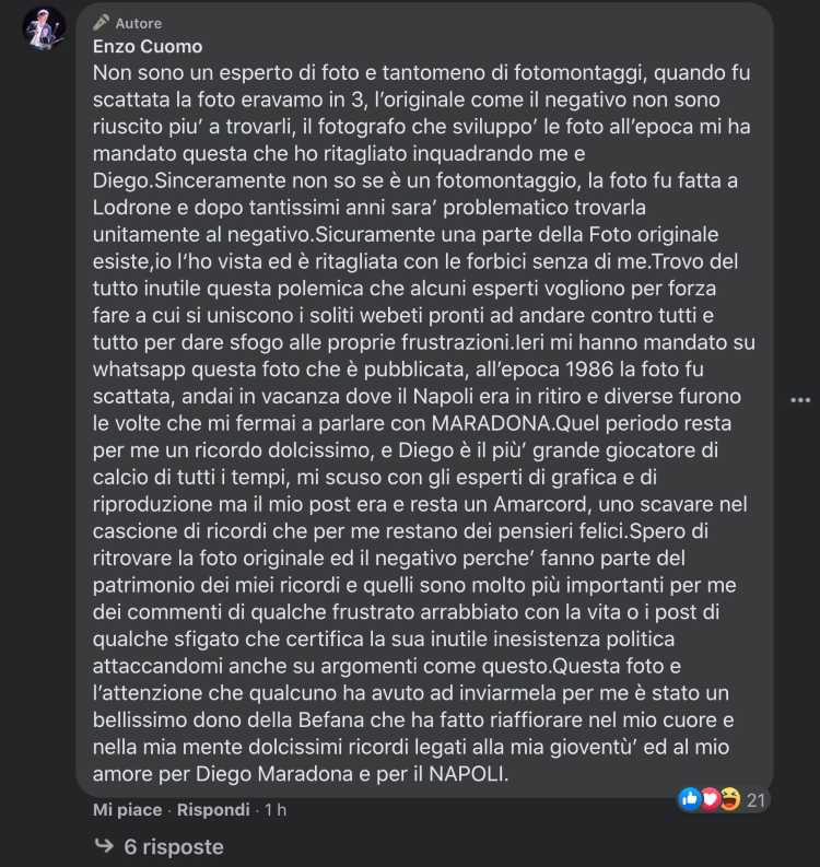 sindaco portici foto maradona fake gaffe 