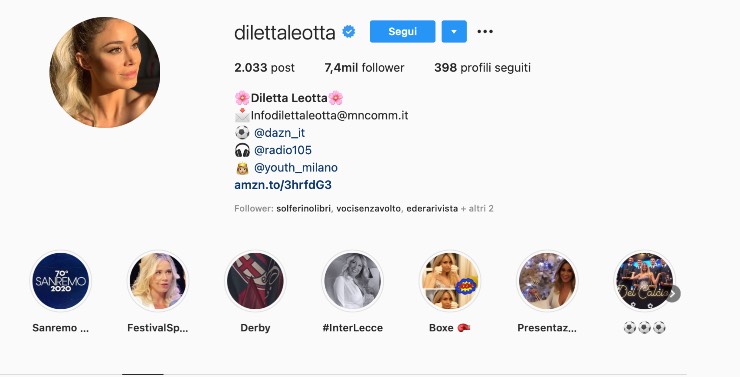 Diletta Leotta profilo Instagram