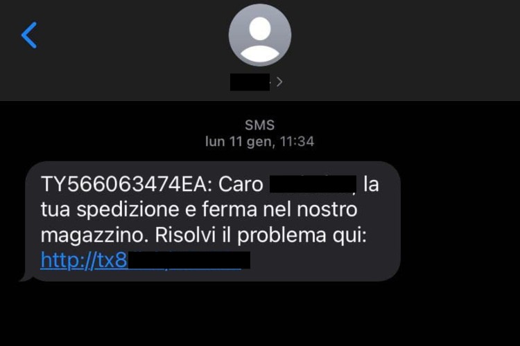 truffa online messaggio pacco spedizione furto dati