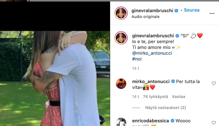 Ginevra Lambruschi proposta di matrimonio