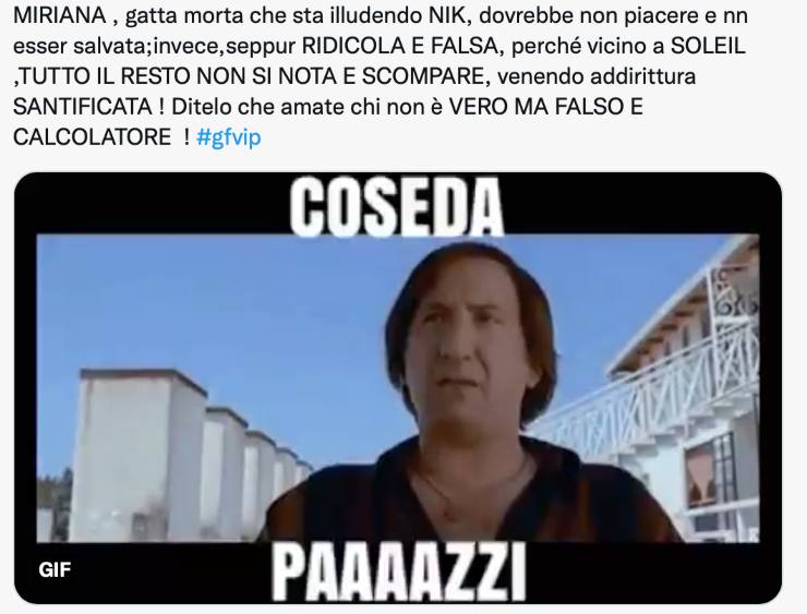 Commenti per Miriana su Twitter