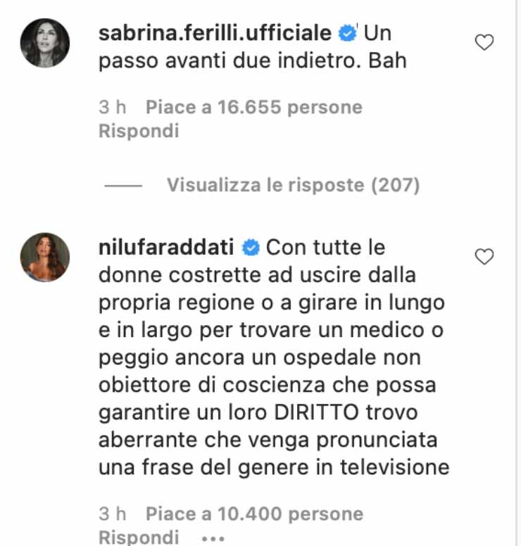 Sabrina Ferilli commento